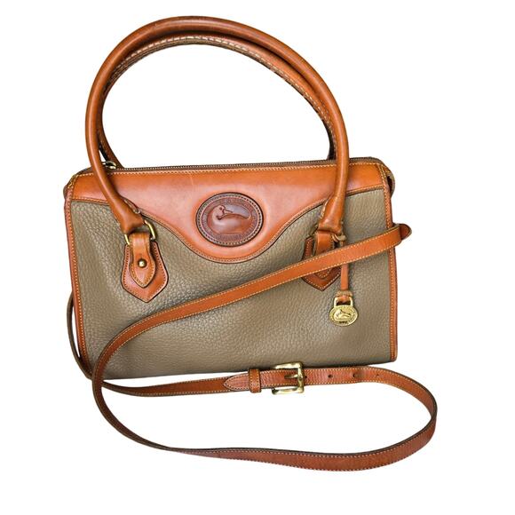 Dooney & Bourke Vintage Tan Taupe Pebbled Leather Crossbody Handbag Purse - Picture 1 of 16